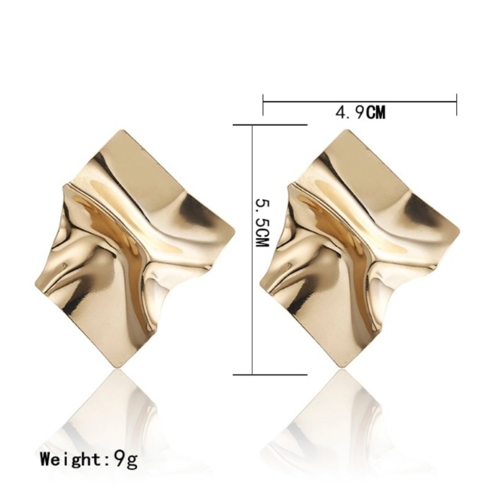 NEW💙💎GOLDEN💛MODERN💛WRINKLED PAPER💛EARRING💎💙 - Picture 7 of 8